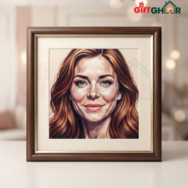 কাস্টম পোর্ট্রেট এমব্রয়ডারি থ্রেড আর্ট