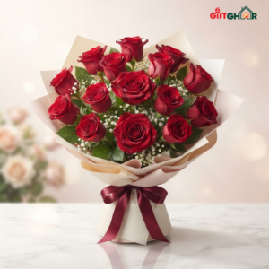 ফ্রেশ রেড রোজ বুকে